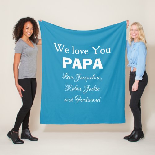 Love You Papa Gift Chic Script Family Names Rustic Fleece Blanket