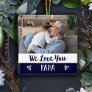 Love You Papa | Navy Blue Color Block Two Photo Ceramic Ornament