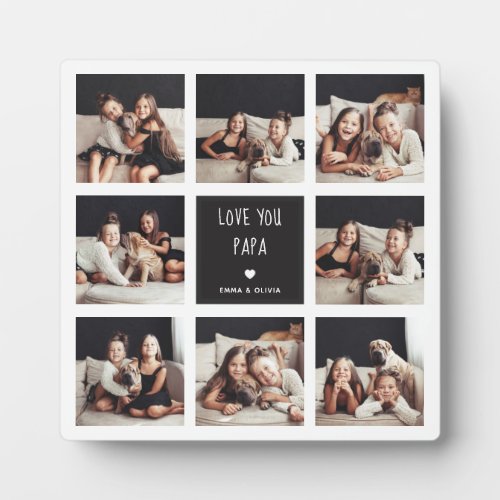 Love You Papa  Photo Collage Handwritten Text Plaque