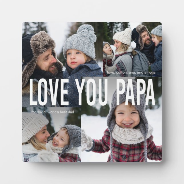 Love You Papa Photo Collage Plaque (Front)