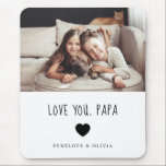 Love You Papa | Your Photo and Handwritten Text Mouse Pad<br><div class="desc">This simple and stylish mousepad says "Love you Papa" in trendy,  handwritten black text with a matching heart and a spot for your name. There is also room to show off your favorite personal photo. A perfect,  thoughtful gift for your grandfather or dad on Father's Day!</div>