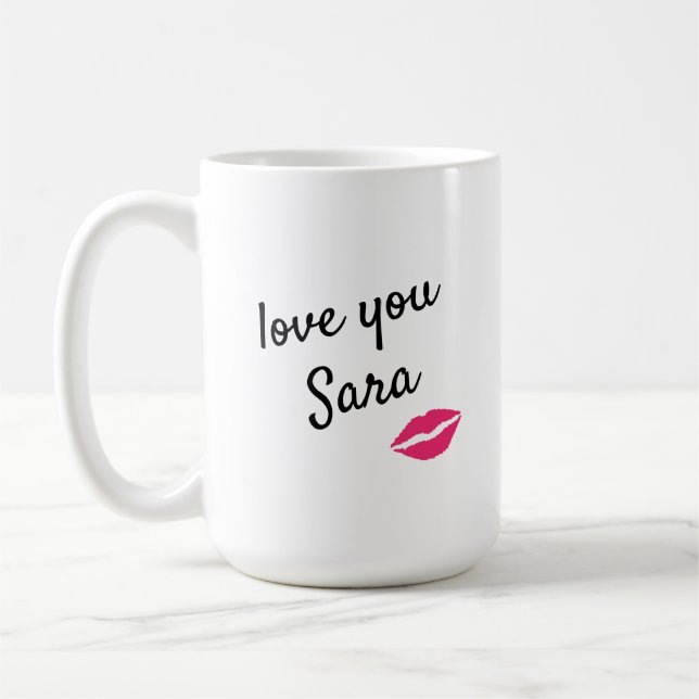 Love you, personalized hugs and kisses mug (Left)