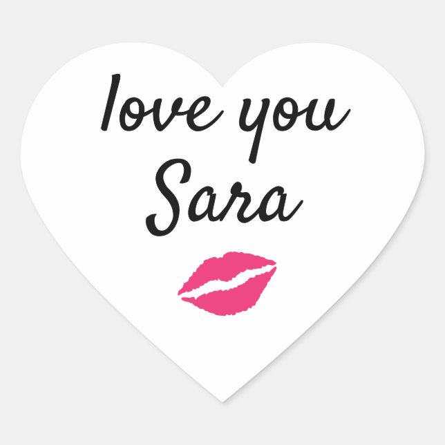 Love You Personalized Kiss Sticker (Front)