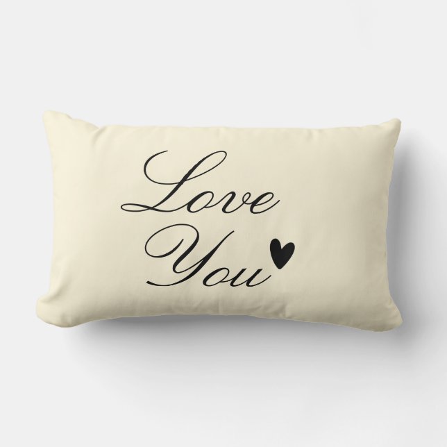 "Love You" Personalized Text Design Lumbar Pillow (Front)