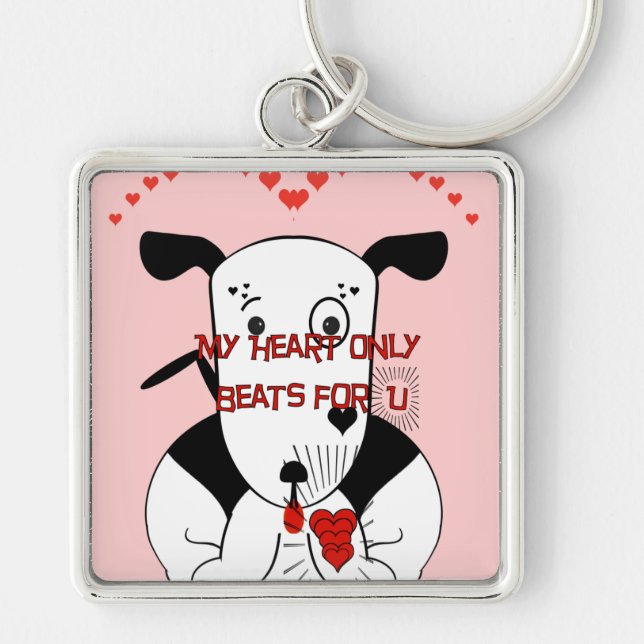 Love You Petey the Bull Terrier Keychain (Front)