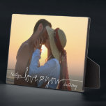 LOVE YOU Photo Handwritten Script Heart Plaque<br><div class="desc">Create a keepsake photo display for the one you love with the title LOVE YOU accented with a heart with names in a modern, handwritten script in your choice of text and graphic colors to show on your picture (shown in white). ASSISTANCE: For help with design modification or personalization, color...</div>