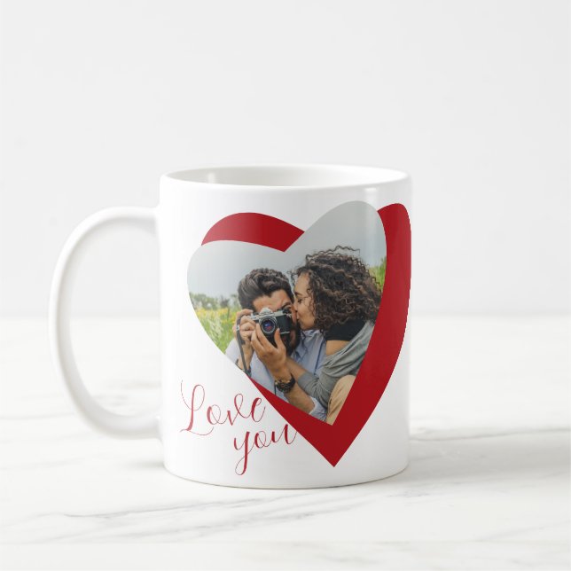 love you photo heart coffee mug (Left)