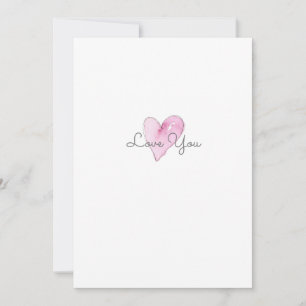 Love You Pink Artisan Watercolor Heart Pattern Note Card