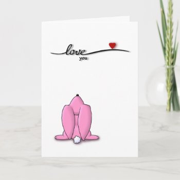 Love You - Pink Bunny Valentines Day Holiday Card by timelesscreations at Zazzle
