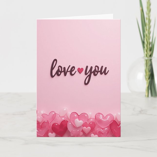 Love You Pink Hearts Card (Front)