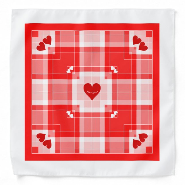 Love You! Plaid Bandana Scarf (Front)