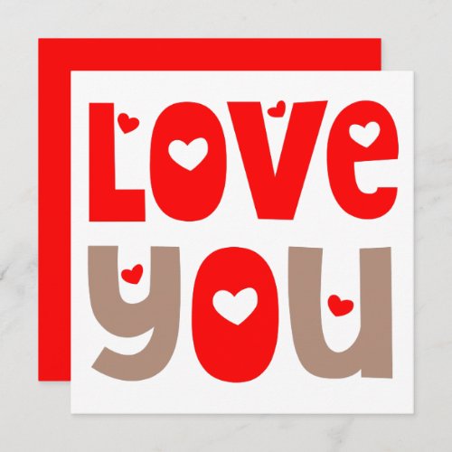 Love You Quote Happy Valentines Day Red White Card