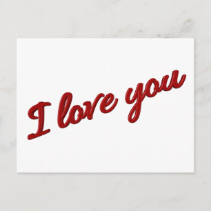 Love You Red And White - Wedding, Engagement Announcement Postcard
