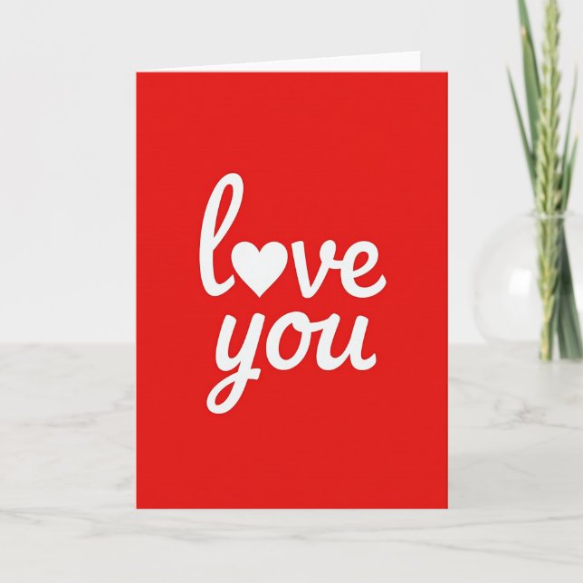 Love You Red Faux Gold Foil Card (Front)