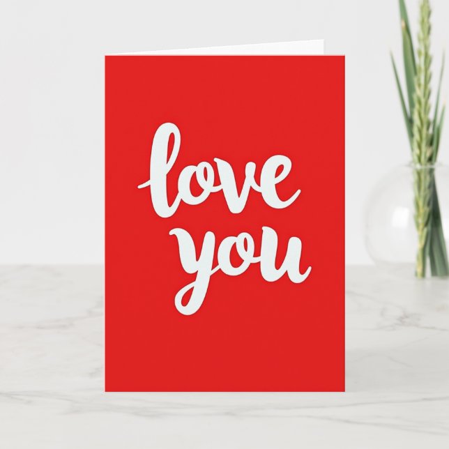 Love You Red Glitter Texture Card (Front)
