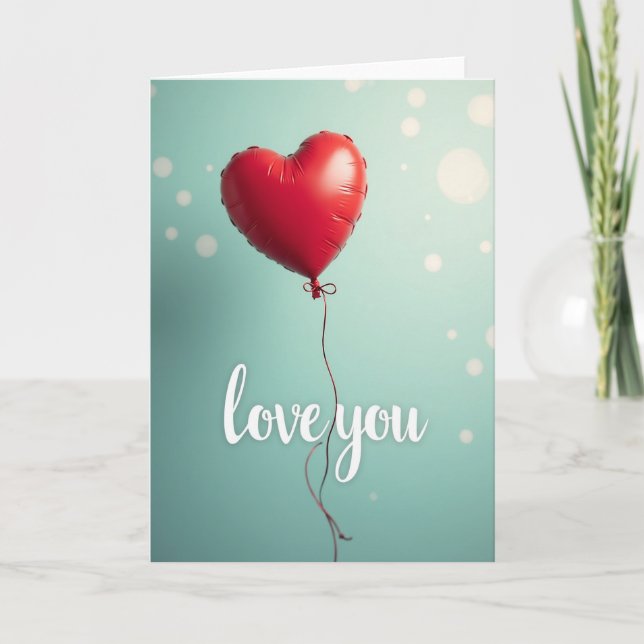 Love You Red Heart Dots Card (Front)