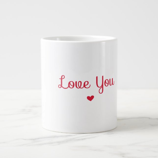 Love you red heart  giant coffee mug (Front)