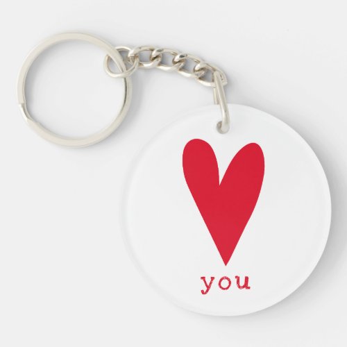 Love You  Red Heart Keychain