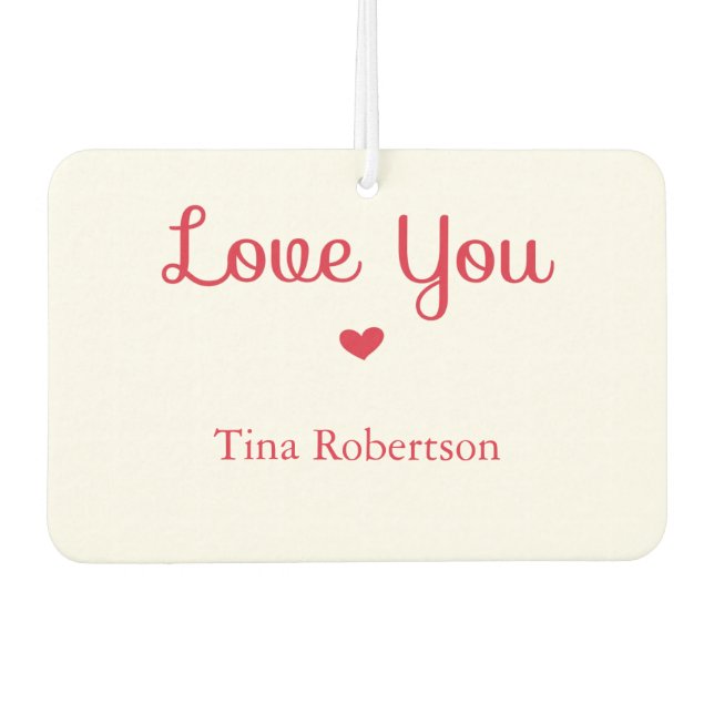 Love you red heart personalized white air freshener (Front)