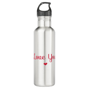 Love you red heart stainless steel water bottle