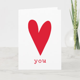 Love You Red Heart Valentine's Day Holiday Card