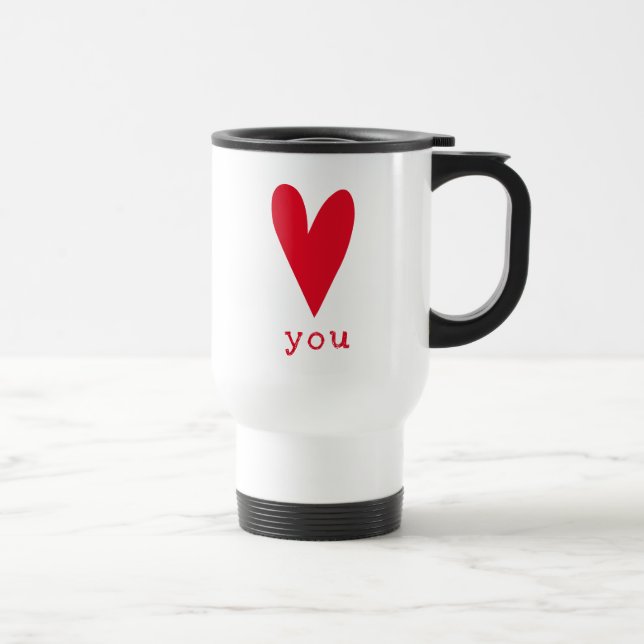 Love You | Red Heart Valentine's Day Travel Mug (Right)