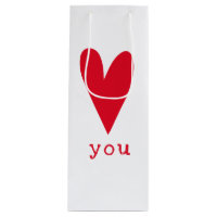 Love You | Red Heart Valentine's Day Wine Gift Bag