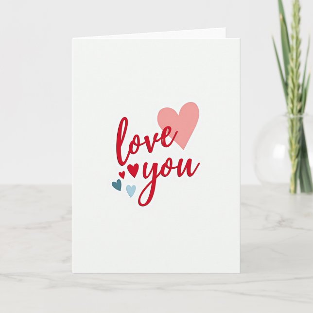 Love You Red Hearts Layered Card (Front)