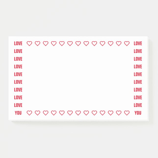 Love You Red Hearts Romantic Note Template (Front)