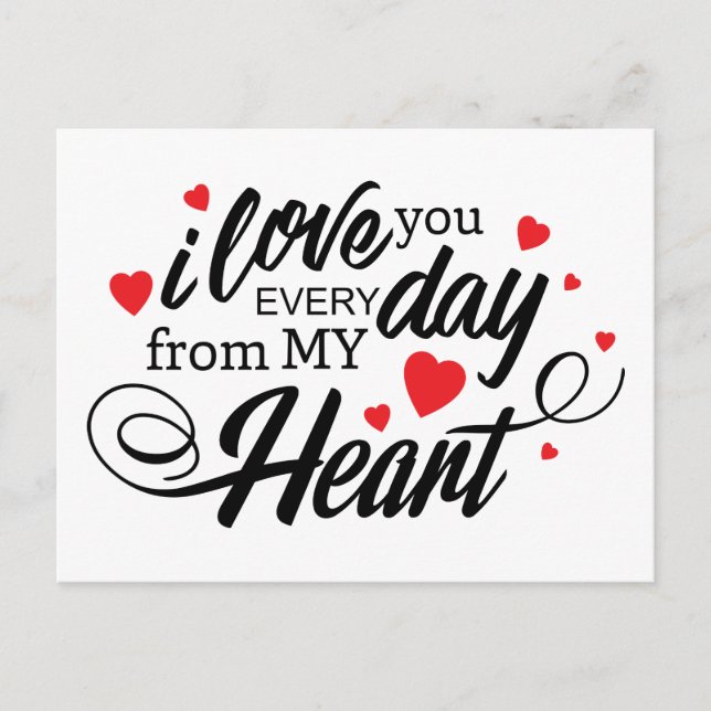 Love You Red Hearts Valentines Wedding Engagement Postcard (Front)
