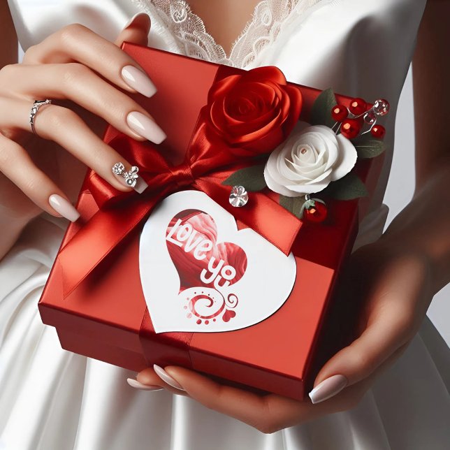 Love You Red Marble Heart Valentine Heart Sticker (Creator Uploaded)