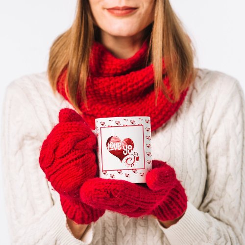 Love You Red marble Heart Valentine mug