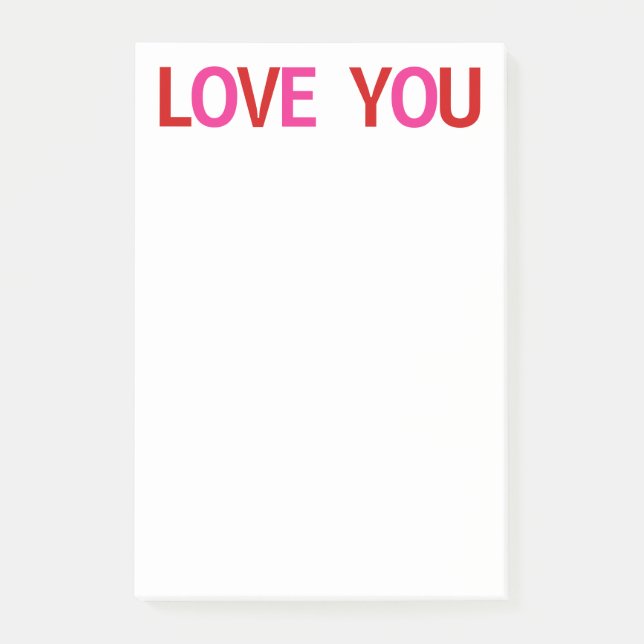 Love You Red Pink Post-it Notes (Front)