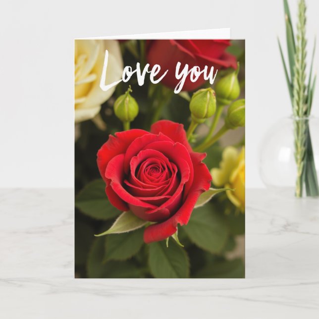 Love You Red Rose Card (Front)