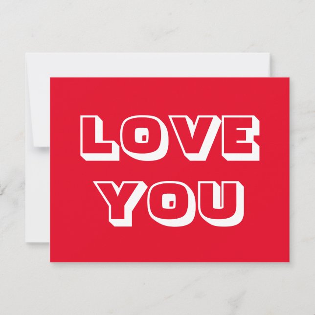 Love You red white modern bold typography cute Card (Front)