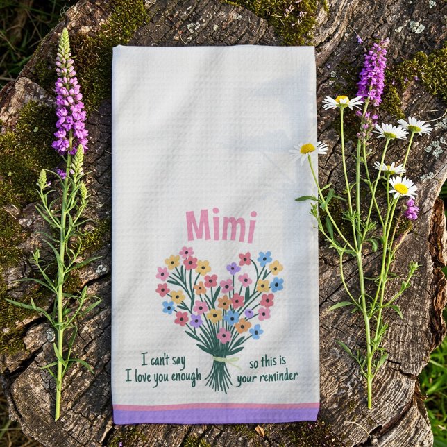 Love You Reminder Kitchen Towel - Bouquet (Purple) (Creator Uploaded)