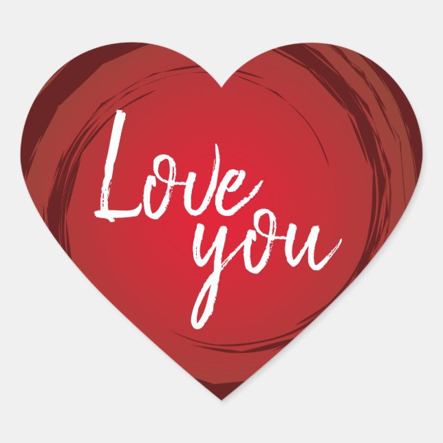 Love You Romantic Valentine's Red Heart Sticker (Front)
