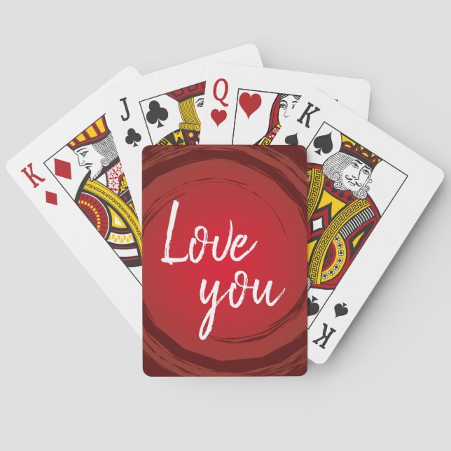 Love You Romantic Valentine's Red Poker Cards (Back)