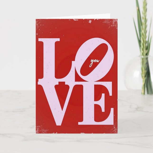 Love You Rose Aged Card (Front)