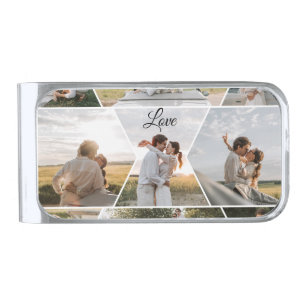 Love You Scrapbook Photo Collage – Romantic Memori Silver Finish Money Clip