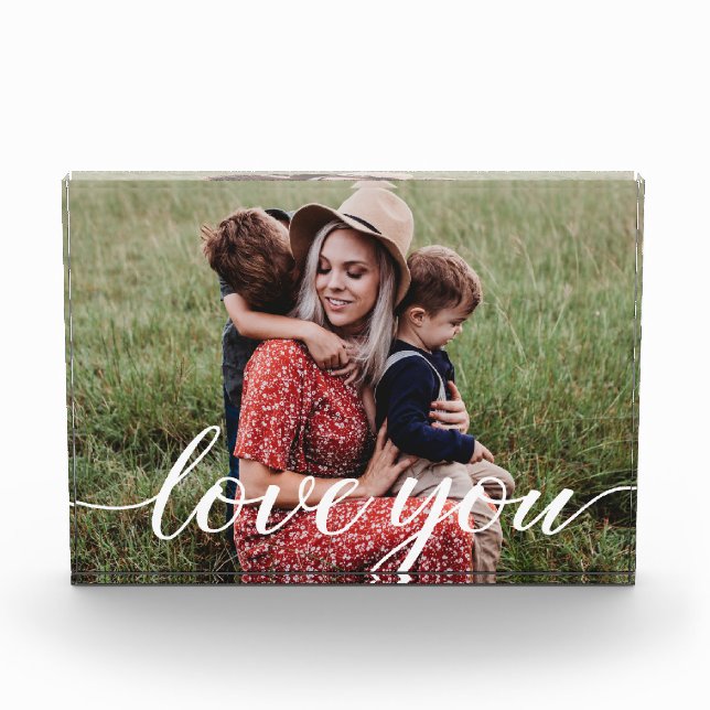 Love You Script Personalized Photo Block (Front)