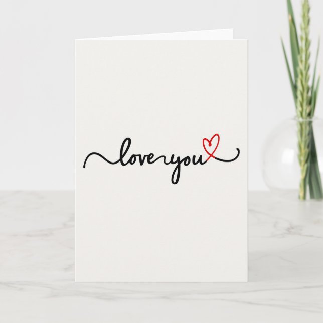 Love You Script Red Heart Card (Front)