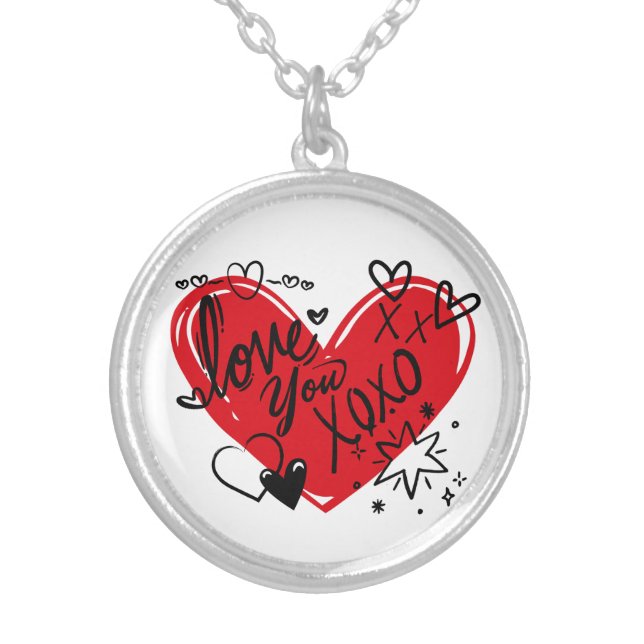 Love you silver plated necklace (Front)