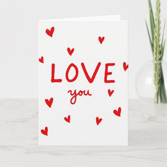 Love You Simple Hearts Card (Front)