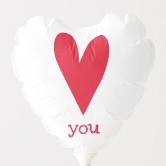 Love You - Simple Red Heart Valentine's Day Balloon