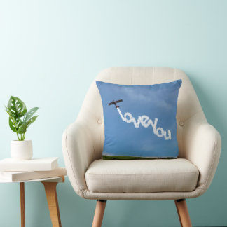 Love You Skywriting Throw Pillow