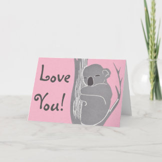 Love You! Sleeping Koala Pink Greeting Card