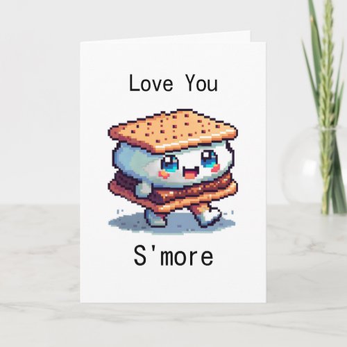 Love You Smore  Cute Pixel Art Pun Card