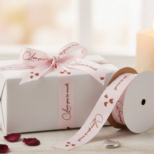 Love You So Much Pink Heart Satin Ribbon Soft