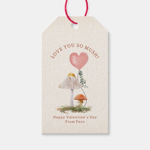 Love You So Mush Mushroom Classroom Valentine  Gift Tags